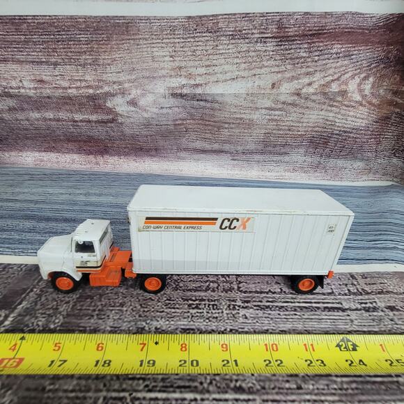 Vintage Tonkin CCX Ford areo semi and pup trailer die-cast white/orange - Picture 1 of 13